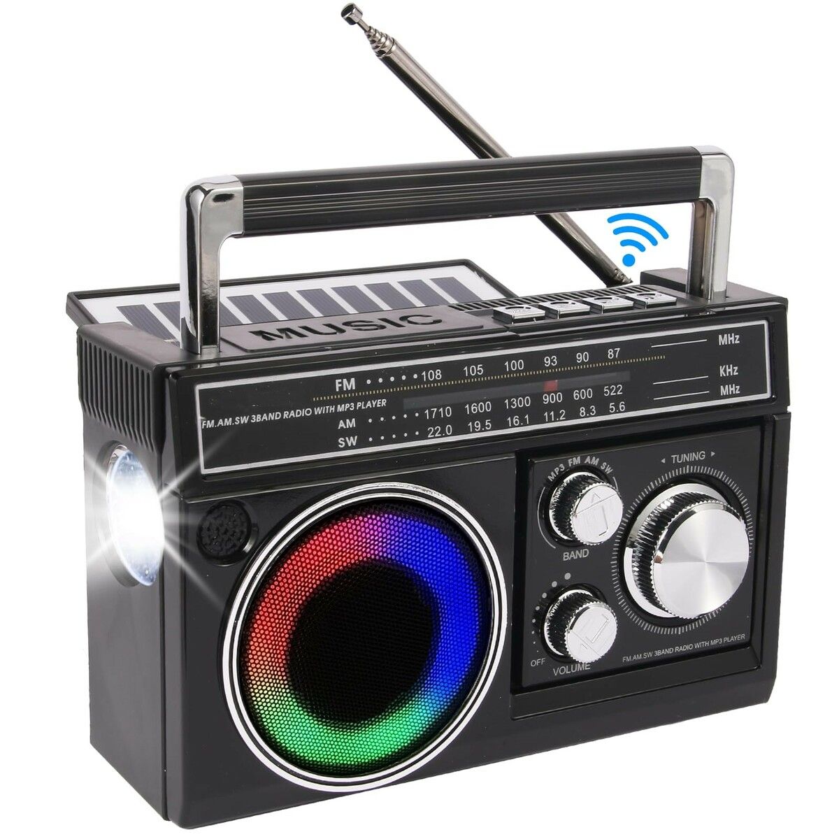 Portable Radio AM FM with Bluetooth Speaker and Flashlight,Strong ...