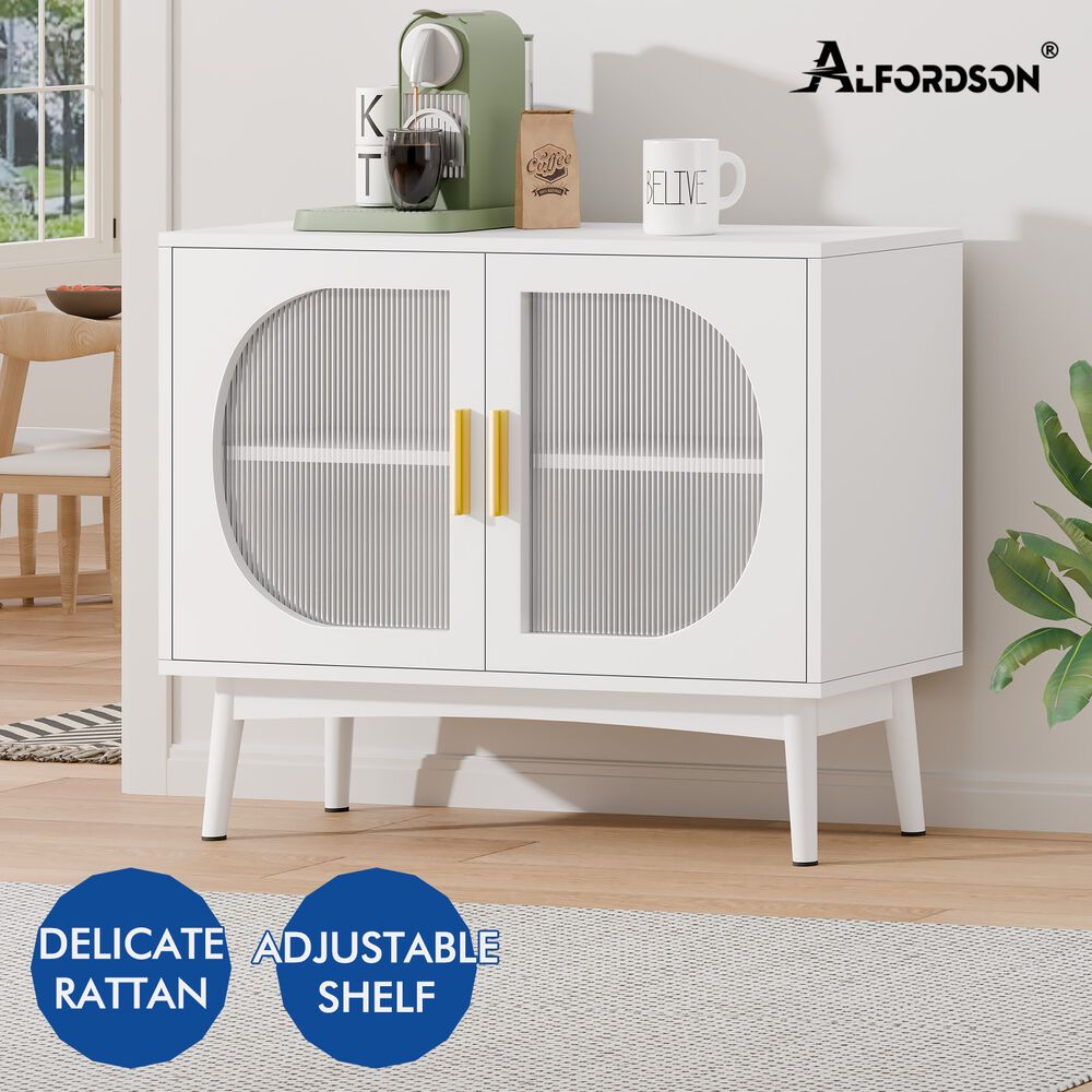 ALFORDSON Buffet Sideboard Storage Cabinet Cupboard Fluted Doors Shelves Kitchen