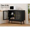 ALFORDSON Buffet Sideboard Cupboard Cabinet Storage Fluted Doors Black Pantry