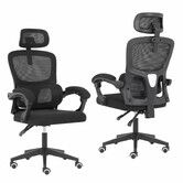 Ergonomic Reclining Office Chair - Lumbar Support, Adjustable Headrest VELTRA - BLACK