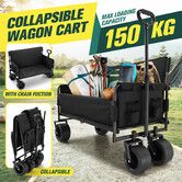 Foldable Beach Trolley Wagon Cart Utility Trailer Garden Outdoor Picnic Camping Shopping Luggage Sports Market Barrow Grocery Collapsible Wheels 150kg