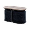 3 Piece Set Coffee Table & Ottoman Wood Side End Table Industrial - Black