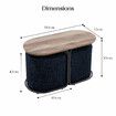 3 Piece Set Coffee Table & Ottoman Wood Side End Table Industrial - Black