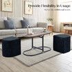 3 Piece Set Coffee Table & Ottoman Wood Side End Table Industrial - Black