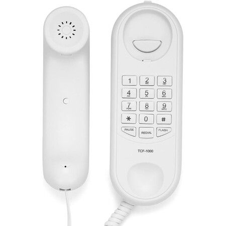 Landline Telephone, Wall Mountable Basic Corded Telephone No AC Power Required for Home Hotel Office, White