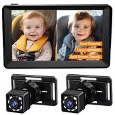 7 inch  8 LED AHD light sensor Rear Seat Backseat View Car Dual Cameras HD1080P Split Screen 360  Wide  Dual View Infrared Night Vision  Rear Facing Mirror