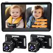 7 inch 8 LED AHD light sensor Rear Seat Backseat View Car Dual Cameras HD1080P Split Screen 360 Wide Dual View Infrared Night Vision Rear Facing Mirror
