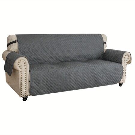 Waterproof Sofa Cover Couch Covers For 3 Cushion Couch,Soft Washable Slipcover with Pockets And Straps,Thick Furniture Protector Color Grey
