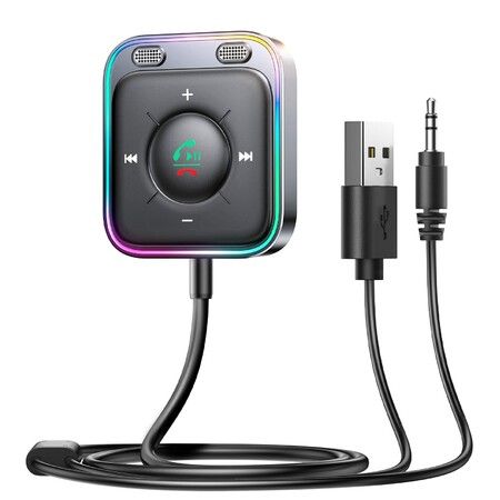 Bluetooth 5.4 AUX Car Adapter Dual Mics Noise Cancellation Multifunction Button Plug-and-Play Bluetooth Receiver for Car Music Hands-Free Calls