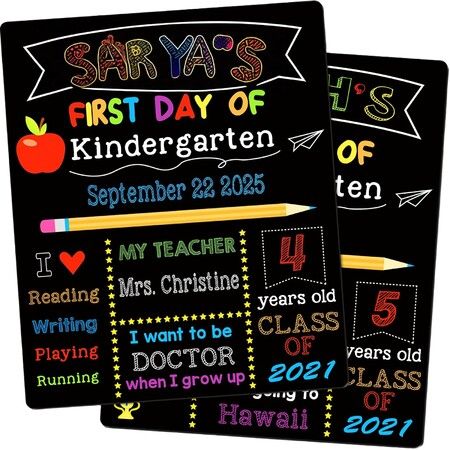 First Last Day School Sign Board Double Sided Reusable Chalkboard Preschool Kindergarten Back to School Keeper Erasable Surface Christmas Gift