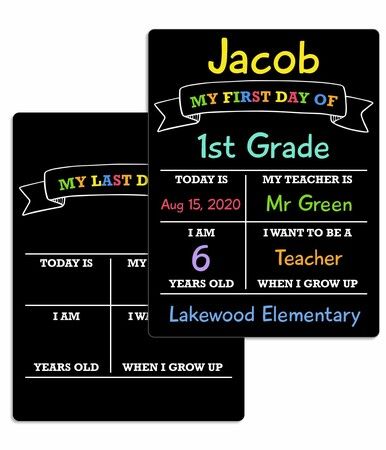 First Last Day School Sign Board Double Sided Reusable Chalkboard Preschool Kindergarten Back to School Keeper Erasable Surface Christmas Gift