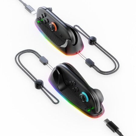 Black Switch 2 Joy Con Dazzling RGB Lighting Mouse Dock Rechargeable Controller Transform Joy-Con into Mouse Versatile Charging and Gaming
