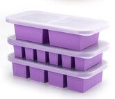 Purple 3 Pack Silicone Freezer Tray with Lid Soup Freeze Container Molds Refrigerated Food Storage Box