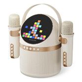 Portable Karaoke Machine, Party Bluetooth Speaker with 2 Karaoke Microphones, 7 H Battery, Multi Colored Light Modes with Display Screen, 6 Vocal Effects