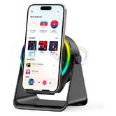Induction Speaker, 4 in 1 Speaker Phone Stand with RGB Light, 360 Degree Rotation Phone Holder for Men Women, Black