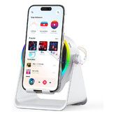 Induction Speaker, 4 in 1 Speaker Phone Stand with RGB Light, 360 Degree Rotation Phone Holder for Men Women, White
