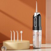 Electric Water Flosser Cordless for Teeth 3 Modes 4 Jet Tips Cleaning and Flossing Water Dental Portable Floss Irrigator for Men Women, Black