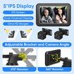 5inch 8 LED AHD light sensor Rear Seat Backseat View Car Dual Cameras HD1080P Split Screen 270 Wide Dual View Infrared Night Vision Rear Facing Mirror