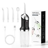 Electric Water Flosser Cordless for Teeth 3 Modes 4 Jet Tips Cleaning and Flossing Water Dental Portable Floss Irrigator for Men Women, Black