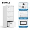 4 Drawer File Cabinet Steel Office Storage Metal White Chest Cupboard Vertical Filing Organiser Locking Unit Furniture for Letter Legal A4 F4 Document