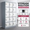 15 Doors Locker Cabinet Steel Storage Cupboard Metal File Organiser Home School Garage Office Gym Dorm Student Employee Staff Locks Card Slots 185cm
