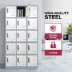 15 Doors Locker Cabinet Steel Storage Cupboard Metal File Organiser Home School Garage Office Gym Dorm Student Employee Staff Locks Card Slots 185cm