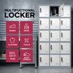 15 Doors Locker Cabinet Steel Storage Cupboard Metal File Organiser Home School Garage Office Gym Dorm Student Employee Staff Locks Card Slots 185cm