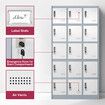 15 Doors Locker Cabinet Steel Storage Cupboard Metal File Organiser Home School Garage Office Gym Dorm Student Employee Staff Locks Card Slots 185cm