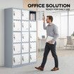 15 Doors Locker Cabinet Steel Storage Cupboard Metal File Organiser Home School Garage Office Gym Dorm Student Employee Staff Locks Card Slots 185cm