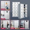 15 Doors Locker Cabinet Steel Storage Cupboard Metal File Organiser Home School Garage Office Gym Dorm Student Employee Staff Locks Card Slots 185cm