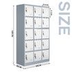 15 Doors Locker Cabinet Steel Storage Cupboard Metal File Organiser Home School Garage Office Gym Dorm Student Employee Staff Locks Card Slots 185cm