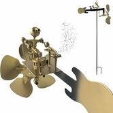 Handmade Metal Drummer Windmill Wind Spinner, Rock Band Percussionist Music Figurine, Wind Powered Kinetic Windmills Spinners Sculpture