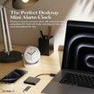 Small Analog Alarm Clocks, Battery Operated Desk Clock with Light, Adjustable Angle for Bedroom Living Room Decor (White)