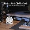 Small Analog Alarm Clocks, Battery Operated Desk Clock with Light, Adjustable Angle for Bedroom Living Room Decor (White)