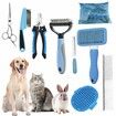 Pet Brush For Shedding Grooming,9 Pcs Pet Hair Brush Kit With Nail Clippers And File Brush Comb For All Small And Large Dogs,Cats Color Blue