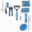 Pet Brush For Shedding Grooming,9 Pcs Pet Hair Brush Kit With Nail Clippers And File Brush Comb For All Small And Large Dogs,Cats Color Blue