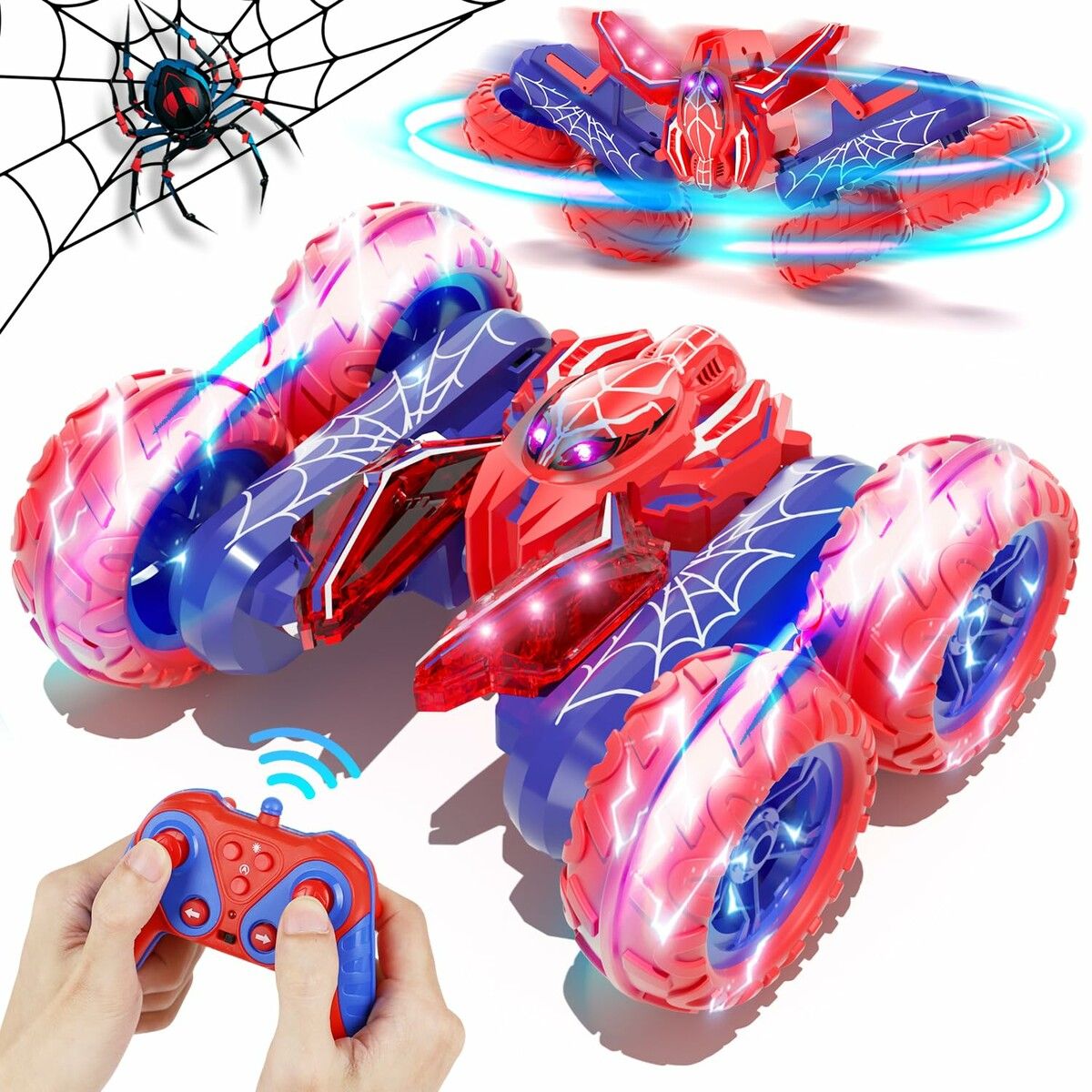 Revolving Remote Car 2.4GHz Spider Remote Control Car 360 Degree 4WD Spinning RC Stunt Car ...