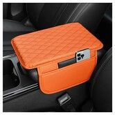 Car Center Console Cover,Microfiber Leather Car Armrest Cover Cushion with 2 Storage Bags,Car Armrest Storage Box Car Interior Accessories (Orange)