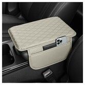 Car Center Console Cover,Microfiber Leather Car Armrest Cover Cushion with 2 Storage Bags,Car Armrest Storage Box Car Interior Accessories (Light White)