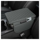 Car Center Console Cover,Microfiber Leather Car Armrest Cover Cushion with 2 Storage Bags,Car Armrest Storage Box Car Interior Accessories (Grey)