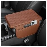 Car Center Console Cover,Microfiber Leather Car Armrest Cover Cushion with 2 Storage Bags,Car Armrest Storage Box Car Interior Accessories (Brown)