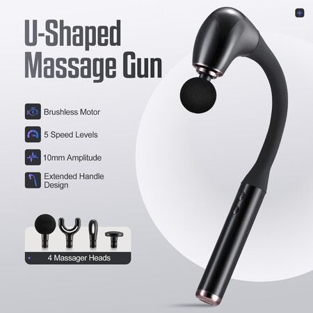 Muscle Massage Gun Brushless Motor Portable Handheld Body Tissue Percussion Electric Neck Leg Shoulder Back Massager Vibration Extended Handle 4 Heads