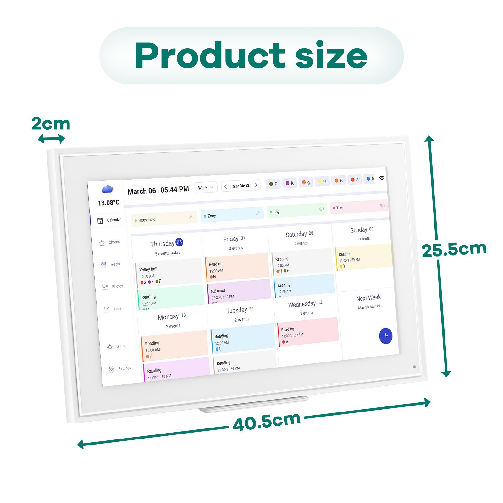 WiFi Wall Digital Calendar Planner 15.6 Inch Touch Screen Chore Chart Smart Electronic HD IPS Display Family Meal Schedule Organiser Video Photo Frame