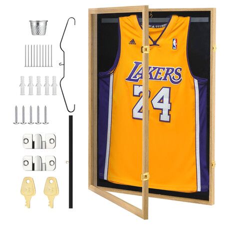 Jersey Shadow Box Frame Sports Memorabilia Display Case Wall Mounting Showcase Football Basketball Hockey Custom Shirt Framing Cabinet with Locks