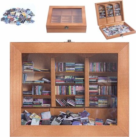 Anxiety Bookshelf Mini Books with 200 Minibooks Portable Bookshelf,Stress-Relief Booksshelf Organizer with Anxiety Quotes for Home or Office Desk