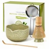 5Pcs Matcha Whisk Set,18OZ Bowl With Spout,Japanese Ceremony Matcha Whisks Kit,Natural Bamboo Whisk,Ceramic Whisk Holder,Stainless Sifter,Tea Scoop