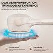 Electric Body Brush Back Scrubber, Waterproof Dual-Speed Bath Brush Long Handle with 4 Heads, Rechargeable Silicone Body Scrubber for Cleansing, Apricot