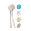 Electric Body Brush Back Scrubber, Waterproof Dual-Speed Bath Brush Long Handle with 4 Heads, Rechargeable Silicone Body Scrubber for Cleansing, Apricot