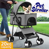 Pet Dog Stroller Pram Cat Carrier Cage Travel Gear Pushchair Foldable 4 Wheels Jogger Trolley Portable Car Puppy Kitten Doggy Bunny Kitty Basket Bag