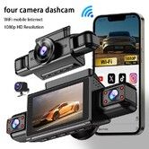 4 Channel Dash Cam Video Recorder for Cars,360 Panorama IR Night Vision Car DVR with WiFi Connection,G-Sensor,Collision Detection